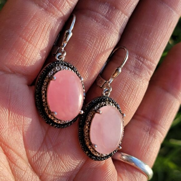 Absolutely stunning rare rose quartz black spinel diamond 925 sterling silver ea - Picture 6 of 16